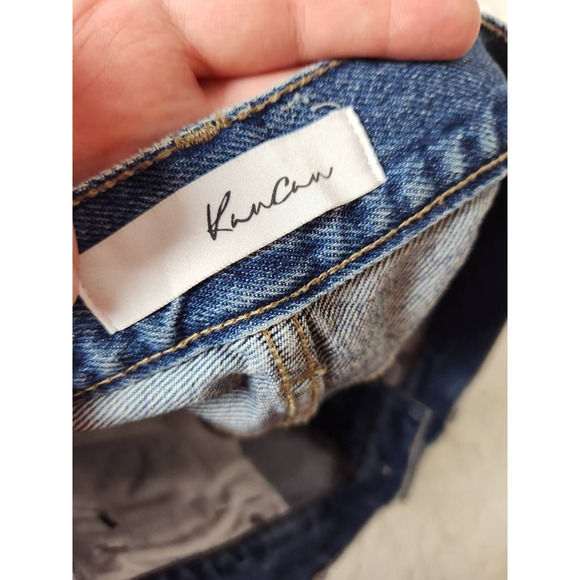 Kancan Womens Tapered Jeans Blue Distressed Pockets Whiskered Mid Rise Juniors 1 - Picture 6 of 7